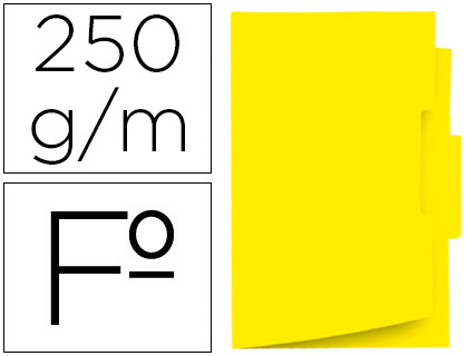 Classificador Gio de Cartolina Folio Pestana Central 250 g/m2 Amarelo