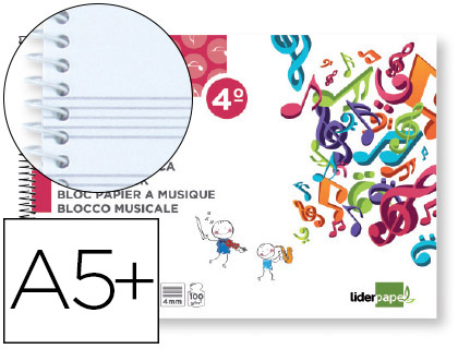 Bloco Musica Quarto 20F 100g Pentagrama c/ 4 mm de Entrelinhas