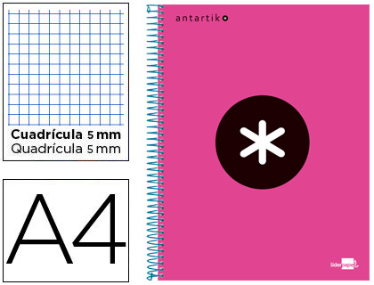 Caderno Espiral A4 Micro Antartik Capa Forrada 120F 100G Quadricula 5 mm Rosa
