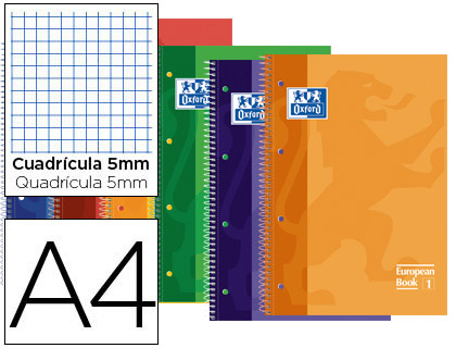 Caderno Espiral Oxford Capa Dura Microperfurado A4 80F Quadriculado Cores Sortidas