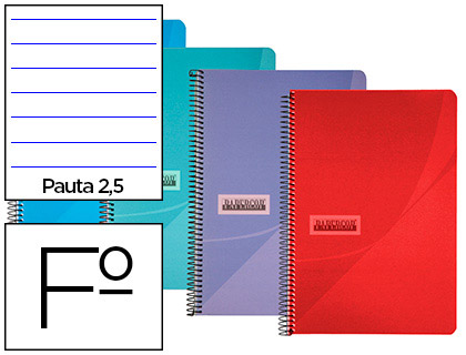 Caderno Espiral Papercop Folio Capa Plastico 80F 90Gr Pautado 25mm c/ Margem Cores Sortidos