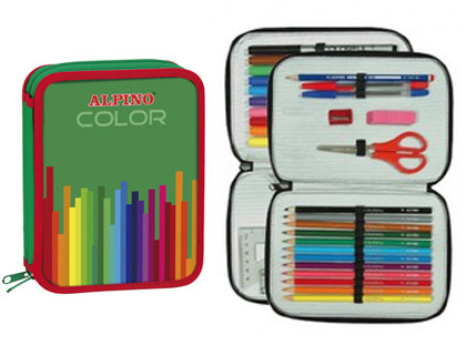 Plumier Escolar Alpino Color Pequenho Duplo Cremallera