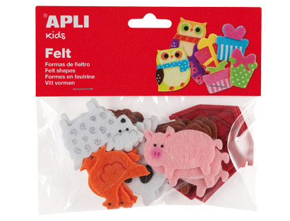 Figura em Feltros Apli c/ Forma de Animais Bolsa de 18 Unidades