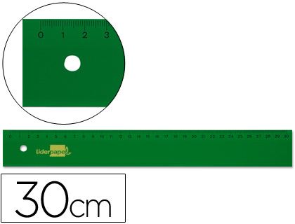 Regua 30 cm Plastico Verde