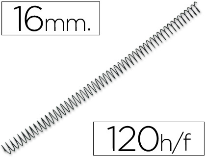 Espiral Metalico Yosan Preto Passo 64 5:1 16mm Calibre 120mm