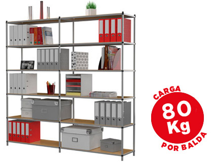 Estante Fast Paperflow Metalica 6 Prateleiras 80 Kg Por Prateleira 200X100X35 cm Base