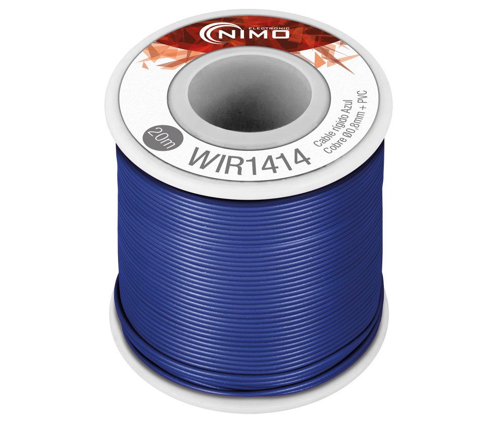 Bobine Fio Rigido Cobre 0,8mm (Azul) p/ Montagens - 20 mts