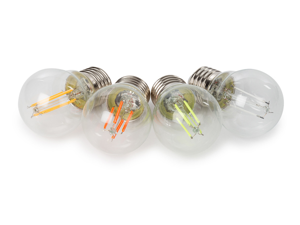 Lâmpadas de Filamento LED E27 A60 4.5W c/ Vidro Transparente (4 Unid.) - HQPOWER