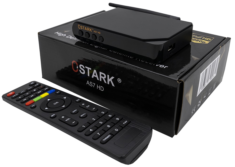 Recetor Sat?lite DVB-S2 Full HD 1080p c/ Wi-Fi via USB - OSTARK AS7