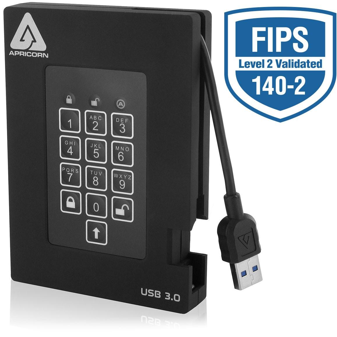 Disco Externo Aegis Padlock Fortress 2.5 2TB 3.2 (Preto) - APRICORN