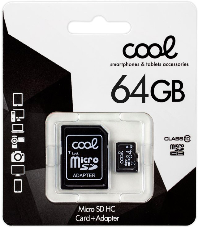 Cartão de Memória Micro SD c/ Adaptador 64GB (Classe 10) - COOL