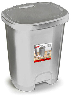 Contentor Plasticforte Plastico Com Pedal 18 Litros Cor Prata 330X280X405 Mm - PLASTICFORTE