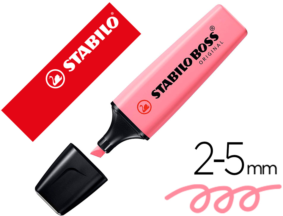 Marcador Stabilo Boss Fluorescente 70 Pastel Rosa - STABILO