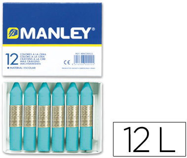 Lapis De Cera Manley Unicolor Azul Turquesa Caixa De 12 N.16