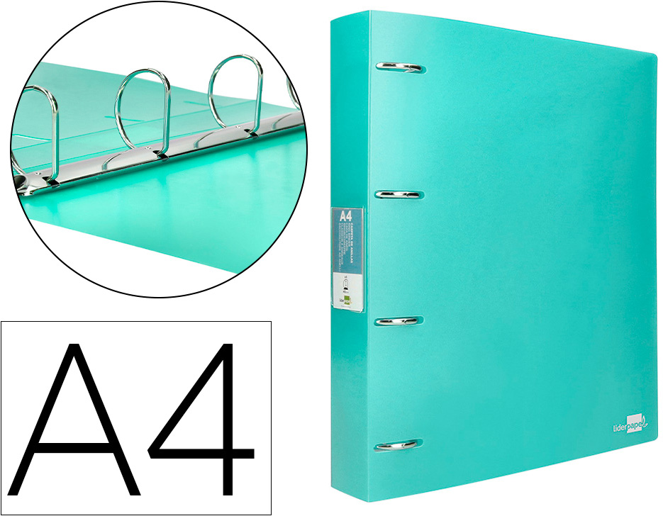 Pasta De 4 Aneis Mistos 40 Mm Polipropileno Din A4 Verde Maçã Opaco