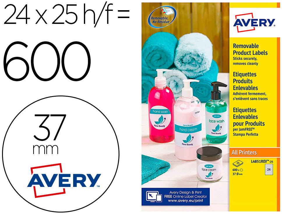 Etiqueta Adesiva Avery Branca Redonda Removivel Para Impressora Laser Injeção De Tinta E Fotocopiado