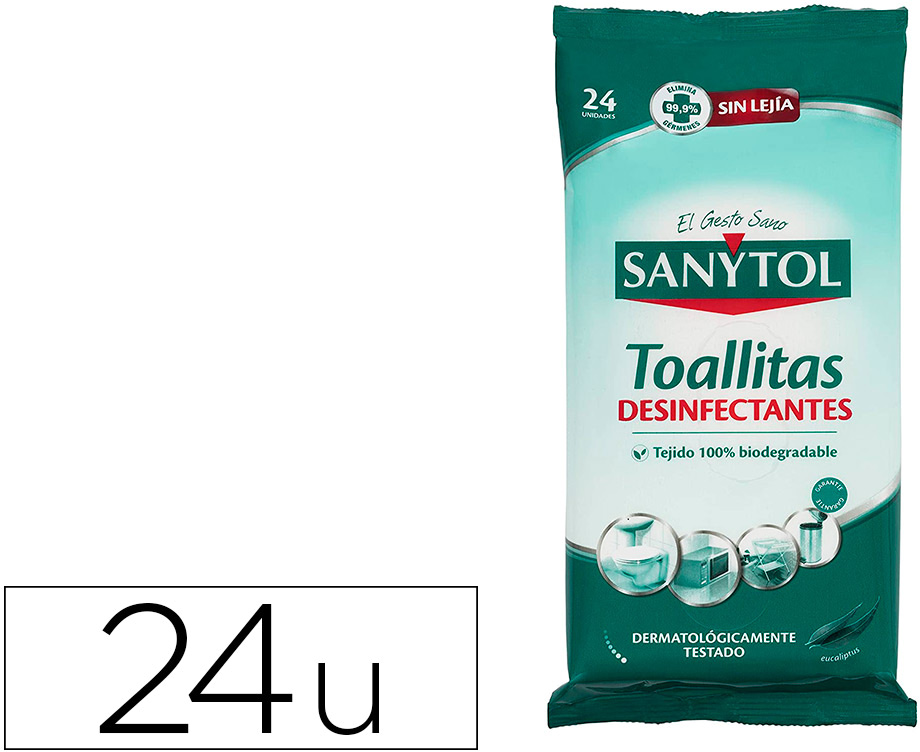 Toalhita Desinfectante Sanytol Biodegradavel Pacote De 24 Unidades