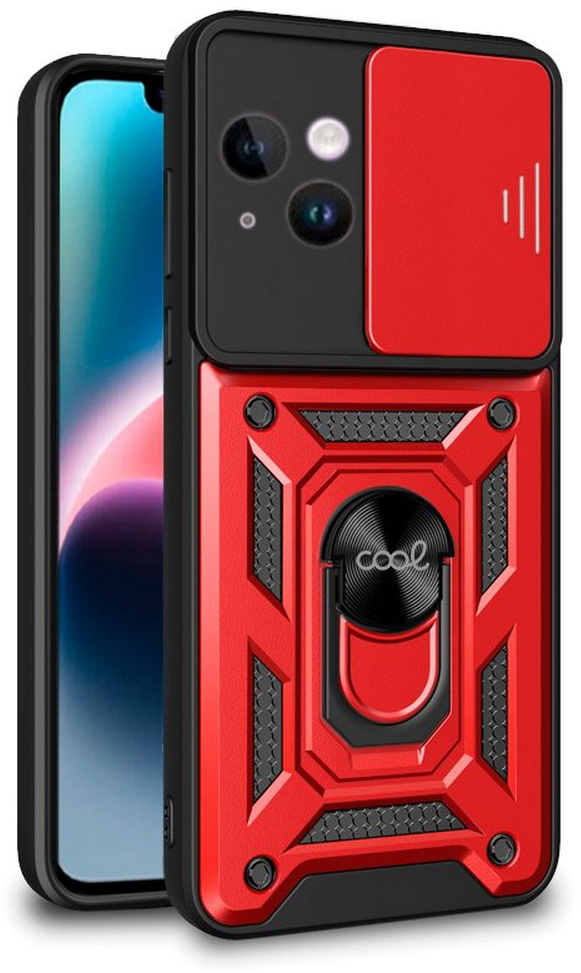 Capa c/ Anel p/ IPhone 14 Plus (Vermelho) - COOL