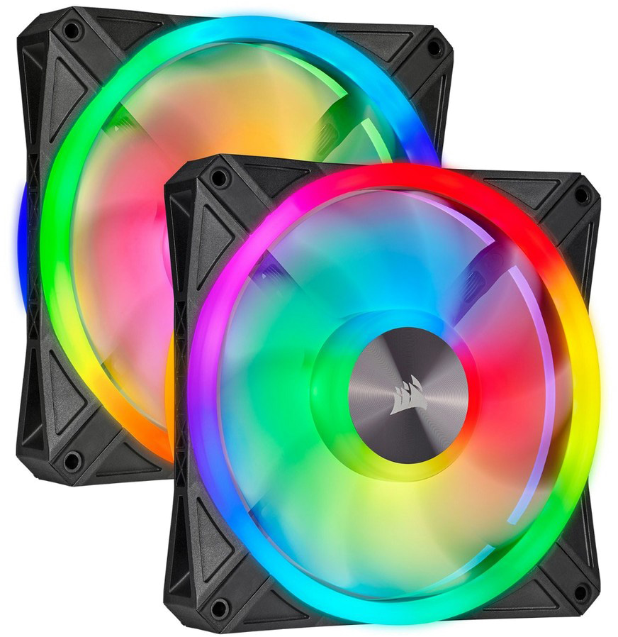Ventoinha 140mm 1250RPM iCUE QL140 RGB c/ Lighting Node CORE 4 Pinos PWM (Preta) - CORSAIR
