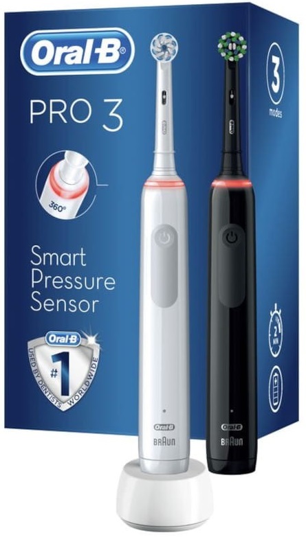 Escova de Dentes Elétrica Pro 3 3900 DUO (Preto/Branco) - ORAL - B