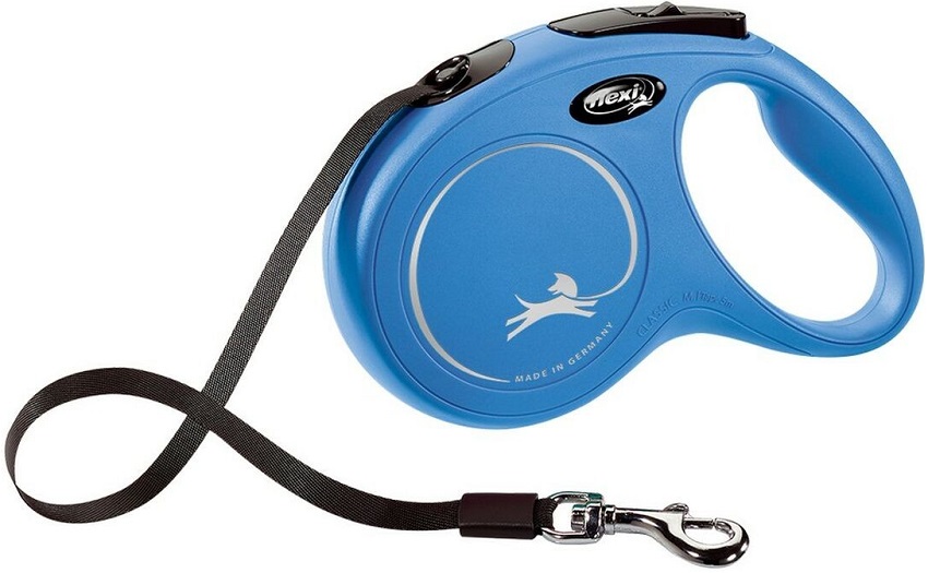 Trela Retrátil New Classic Tamanho S p/ Cães (Azul) - FLEXI