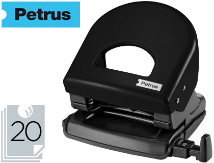 Furador Petrus 62 Color, Capacidadee 20 Folhas - Preto