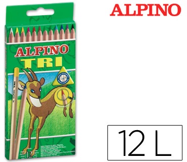 Lápis de Cores Alpino Tri Estojo de 12 Cores Sortidas