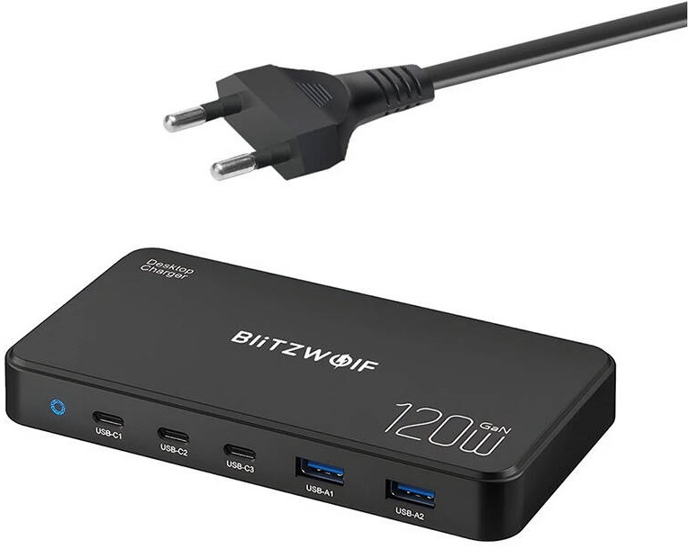 Carregador 5 - EM - 1 120W (2x USB - A + 3x USB - C) - BLITZWOLF