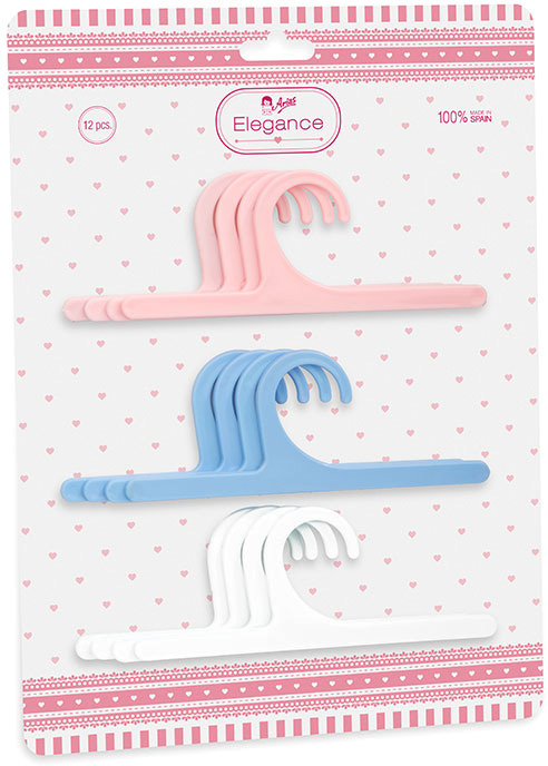 Conjunto de 12 Cabides - Rosa, Azul, Branco - ARIAS
