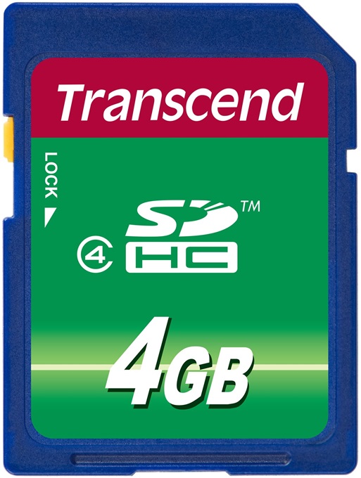 Cartão de Memória 4GB SDHC Class 4 - TRANSCEND