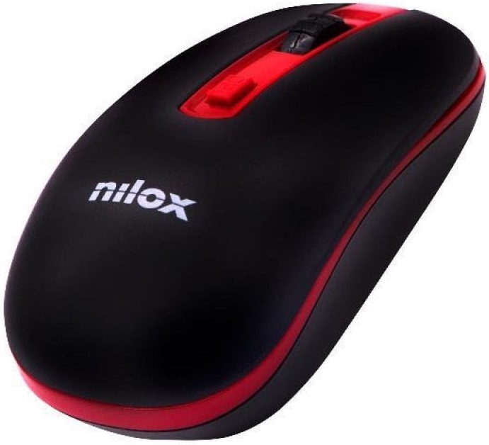 Rato Ótico s/ Fios 1600DPI (Preto/Vermelho) - NILOX