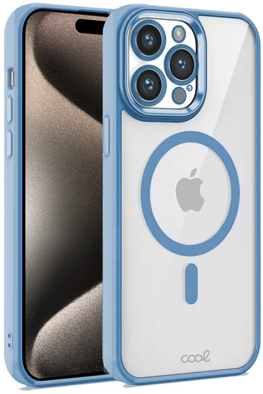 Capa p/ iPhone 15 Pro Max Magnética (Borde Celeste) - COOL