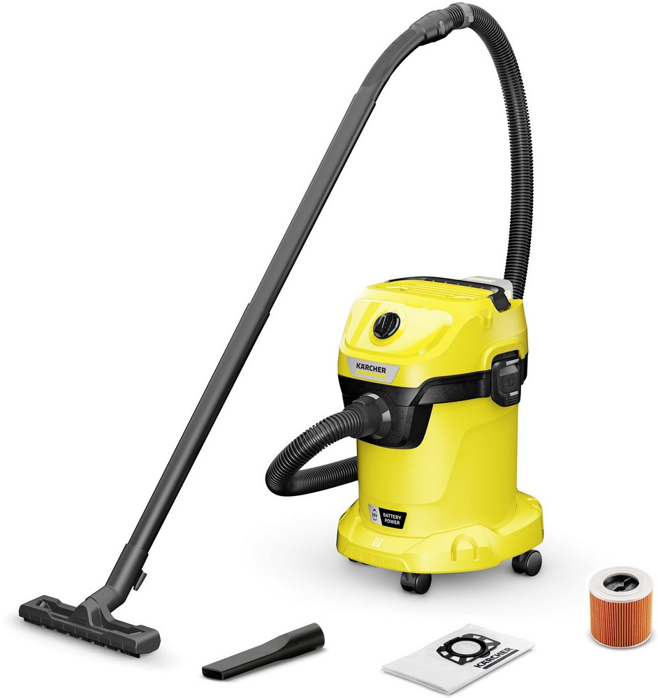 Aspirador de Pó/Líquidos s/ Fios WD 3 - 18 17L 270W (Amarelo/Preto) - KARCHER