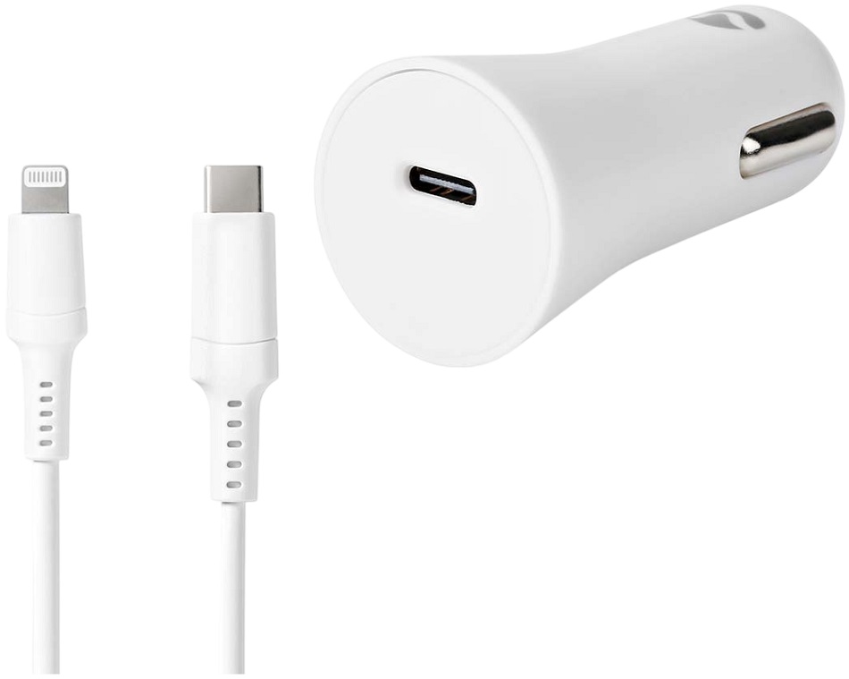 Carregador Isqueiro USB - C 20W c/ Cabo USB - C - Lightning de 8 pinos (Branco) - NEDIS