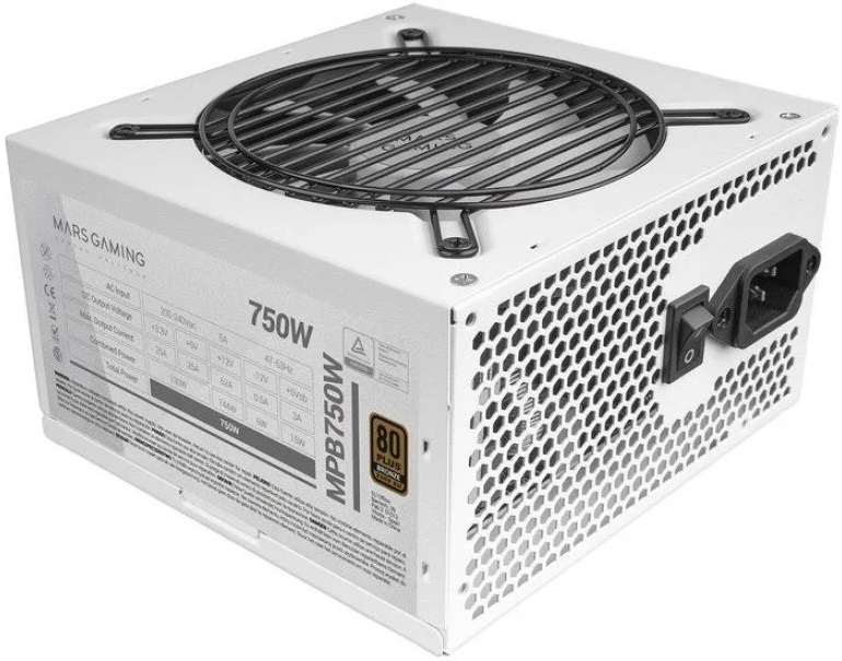 Fonte de Alimentação ATX 750W 20+4 pin 80 Plus Bronze (Branco) - MARS - GAMING