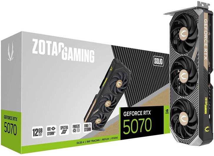Placa Gráfica Gaming GeForce RTX 5070 Blackwell Solid 12GB GDDR7 DLSS4 - ZOTAC
