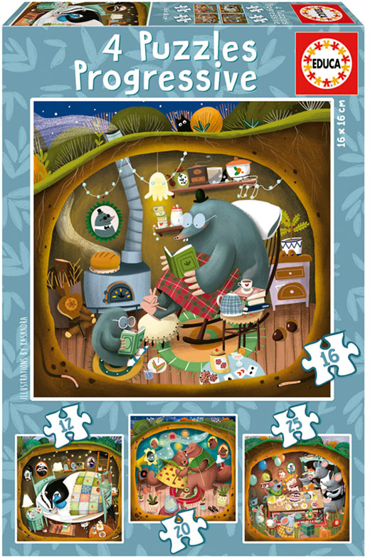 4x Puzzle Progressivo Contos da Floresta 12 - 25 - EDUCA