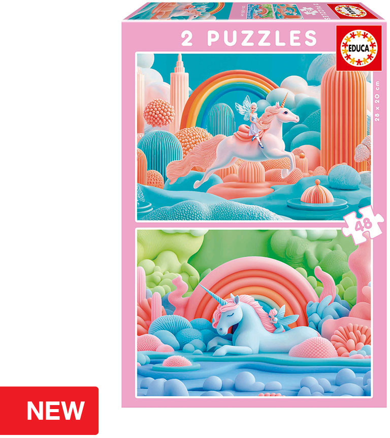 Puzzle Junior 2X48 Unicórnios Mágicos - EDUCA