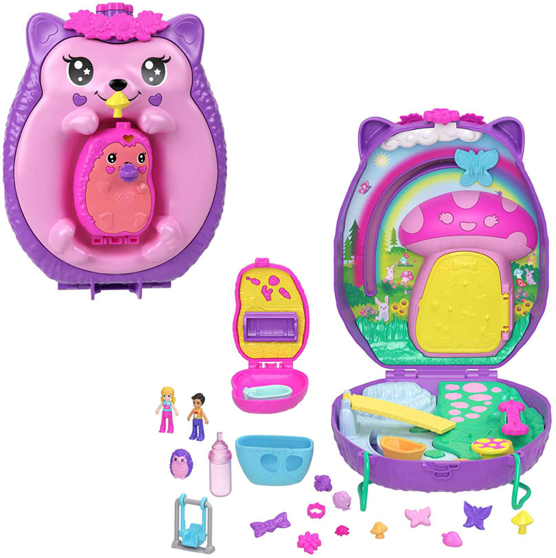 Polly Pocket Caixa - Mainha Mamã Ouriço e Bebé - MATTEL