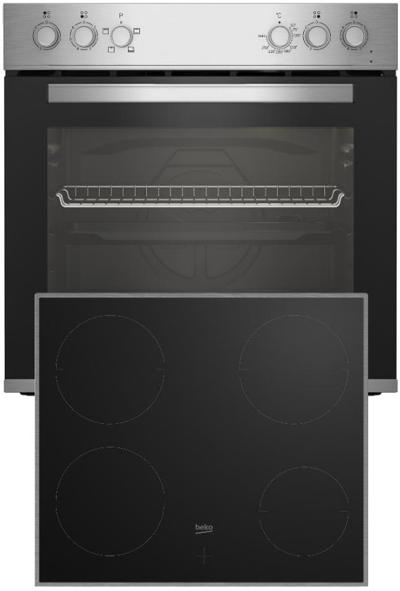 Pack Forno Elétrico 74L + Placa Vitrocerâmica 4 Zonas 6600W (Preto) - BEKO