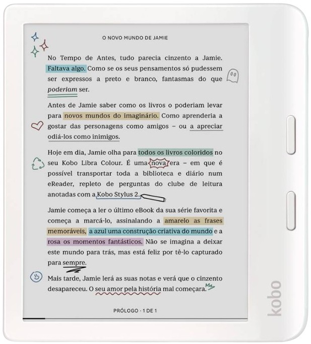 E - Book Libra Colour 7 Ecrã Táctil 32GB Wi - Fi (Branco) - RAKUTEN KOBO