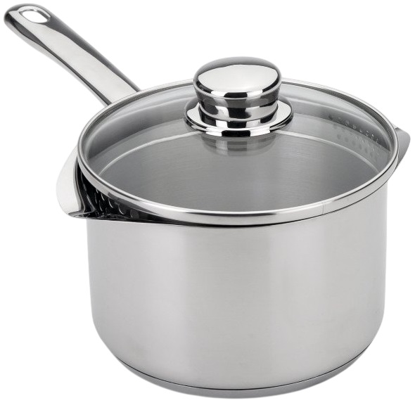 Caçarola Europa c/ Cabo + Tampa Vidro Escoadora 1.9L (Aço Inoxidável) - SILAMPOS