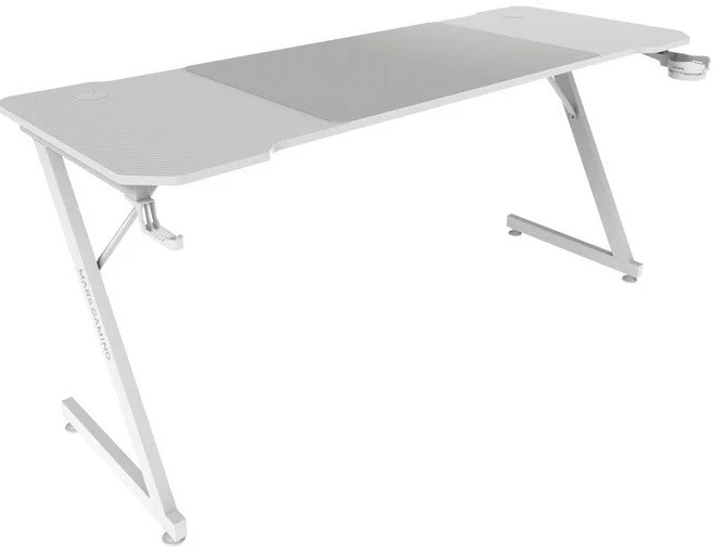 Mesa Ergonómica MGD - X160 c/ Tapete XXL e Suporte p/ Headset e Bebida 160x60cm (Branco) - MARS GAMING