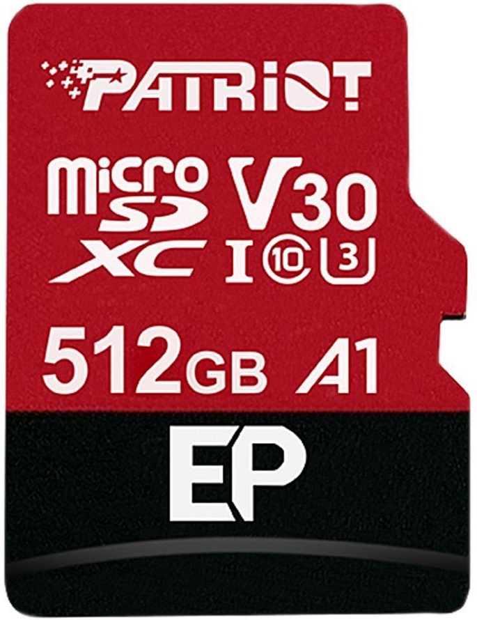 Cartão de Memória EP V30 A1 512GB MicroSDXC UHS - I Classe 10 - PATRIOT MEMORY