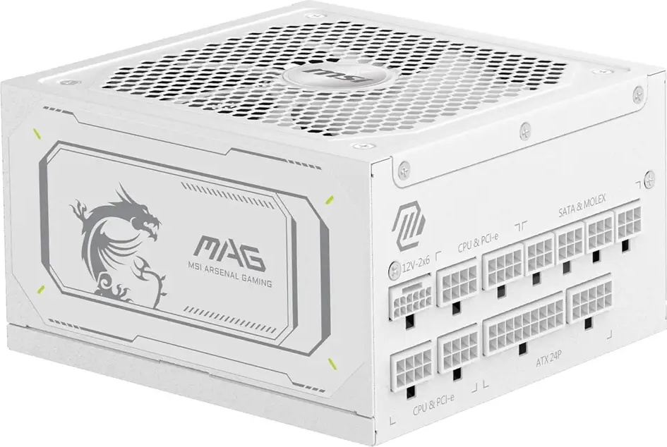 Fonte de Alimentação ATX MAG A1000GL PCIE5 1000W ATX 3.0/PCIe 5.0 80 Plus Gold Full Modular Branca -