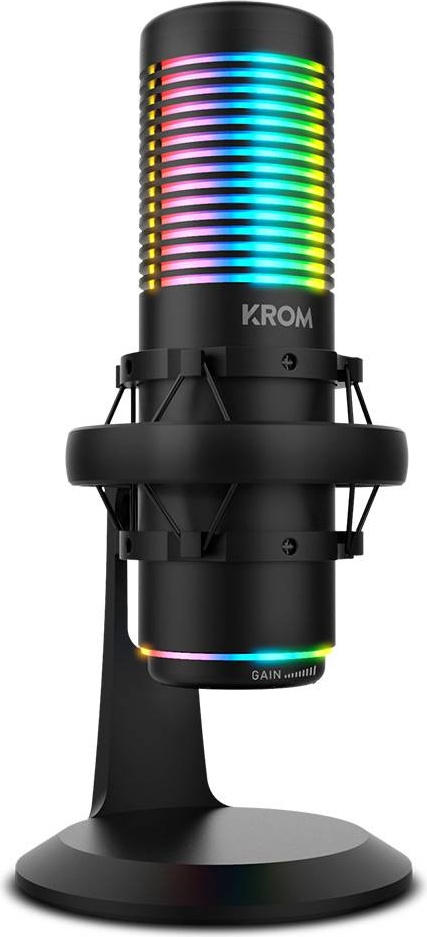 Microfone Condensador Cardióide Kaze RGB 192Khz 24 - bit USB (Preto) - KROM