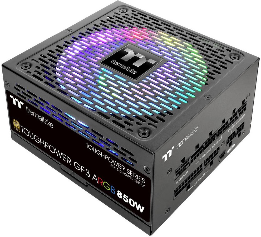 Fonte de Alimentação Toughpower GF 3 ARGB 850W 24 - pin ATX (Preto) - THERMALTAKE