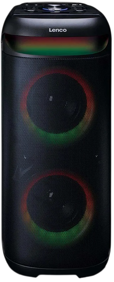 Coluna Portátil Bluetooth PA - 210BK 100W c/ Luz LED (Preto) - LENCO