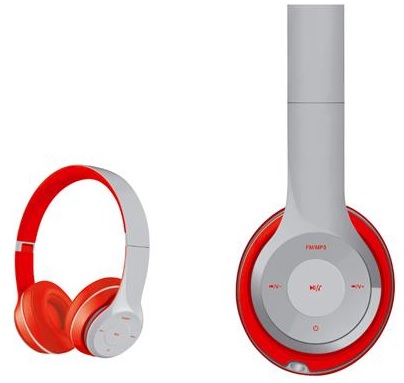 Auscultadores c/ Reprodutor SD/MP3 Bluetooth Rádio AM/FM (Vermelho/Cinza) - FREESTYLE
