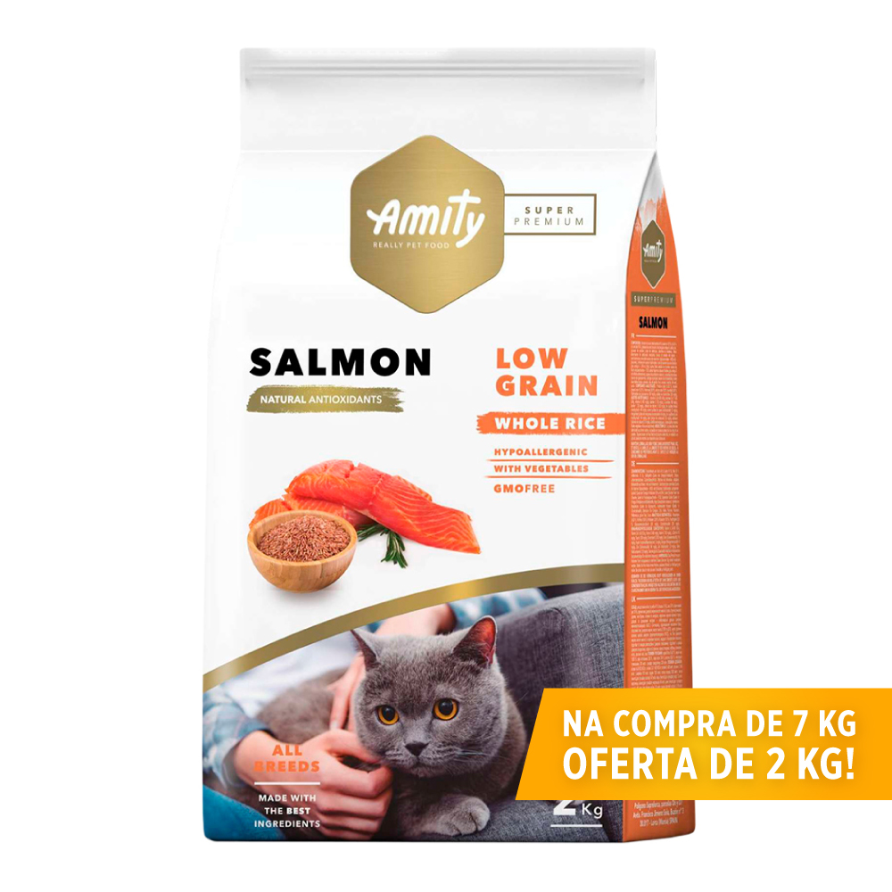 Amity Super Premium Low Grain Salmon Adult Cat Orniex Produtos